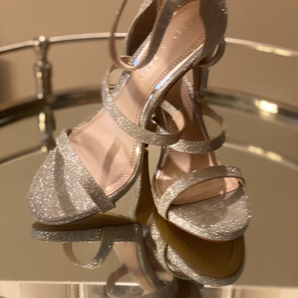 Elegant Silver Strappy Women's Heels